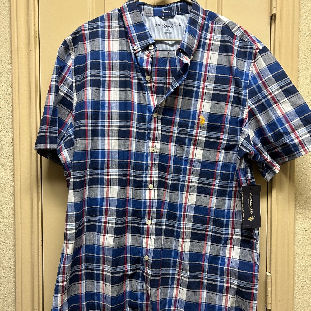 NWT US Polo Assn men’s plaid shirt